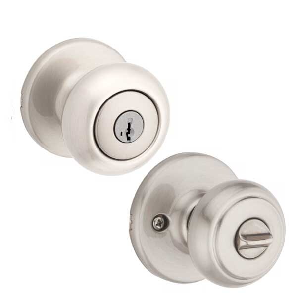 Kwikset Kwikset: Cove Entry Door Knob with Round Rose  Satin Nickel / with SmartKey Technology - KWS-400CV-RDT-SMT-15