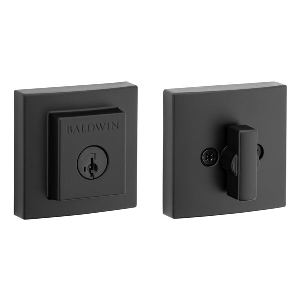 Baldwin Prestige Square Single Cylinder Deadbolt with RCAL Latch; RCS Strike; and Smart Key Matte Black Finish - 380SDB514S
