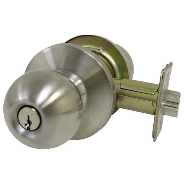 Tell Grade 2 Cylindrical Lock, Classroom, Knob, Satin Stainless Steel, 2-3/4 Inch Backset, Conventional - K2070-32D