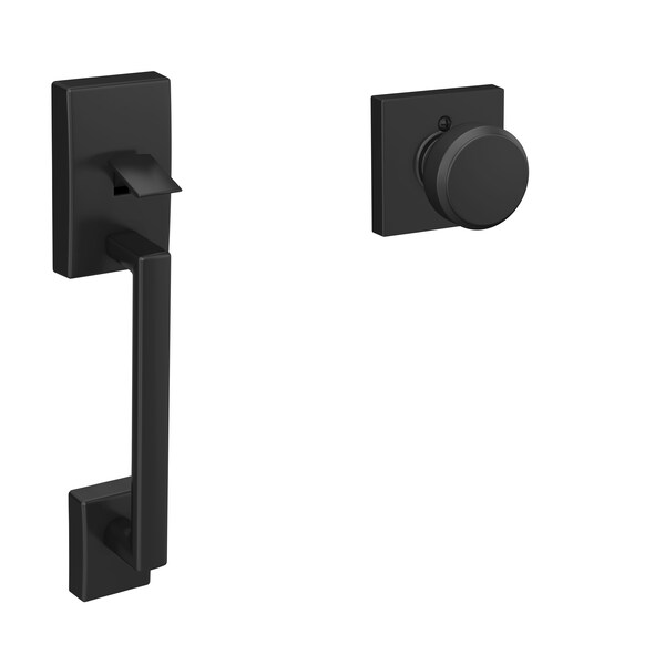 Schlage Residential Century with Bowery Knob with Collins Rose Bottom Half Handleset with 16080 Latch and 10063 - FE285CEN622BWECOL