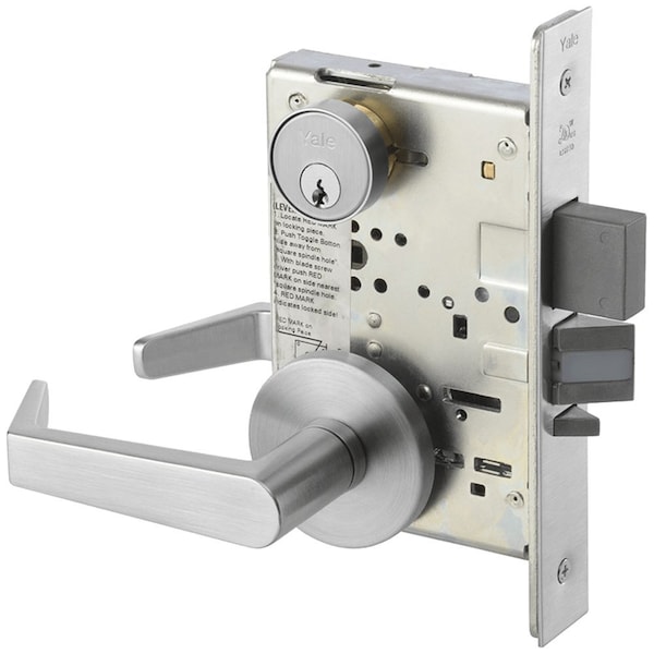 Yale Mortise Apartment or Dormitory Entrance Lock w/Auxiliary Latch, AUR Trim, Satin Chrome - AUR8847FL 626
