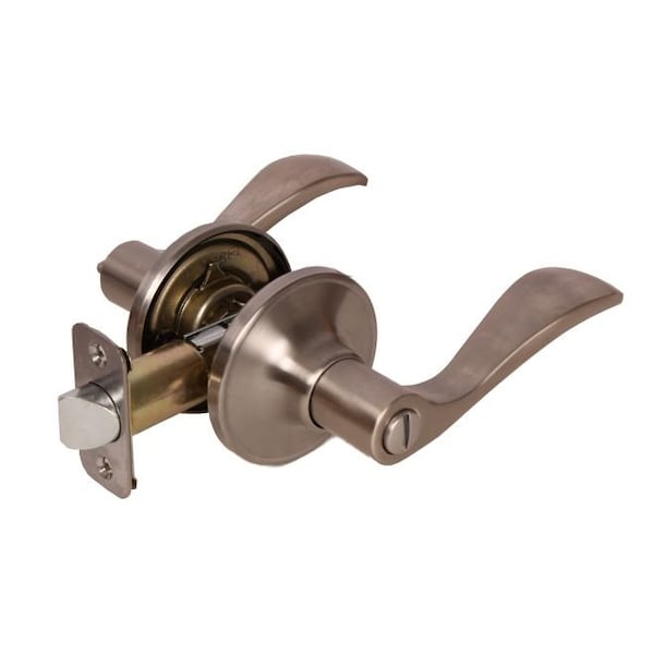 Pamex Right Hand Naples Lever with Round Rose Privacy Lockset Grade 3 Satin Nickel Finish - FLYEP01R
