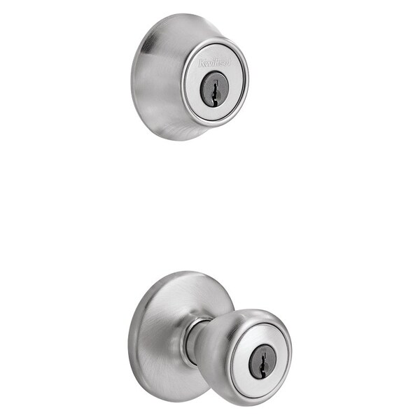 Kwikset Entry Knob and Deadbolt, 3 Grade, Knob Handle, Keyed One Side Key, Metal, Satin Chrome - 242T 26D CP K6