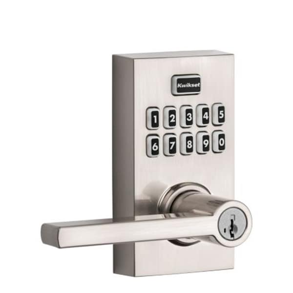 Kwikset Kwikset: Halifax SmartKey Single Cylinder Keypad Entry Door Lever Set Satin Nickel Finish - KWS-917HFL-CNT-15-SMT