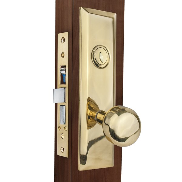 Trans Atlantic Co. ML900 Series Bright Brass Grade 1 Entry Atrium Mortise Lock with Door Knob Escutcheon - DL-ML914-US3