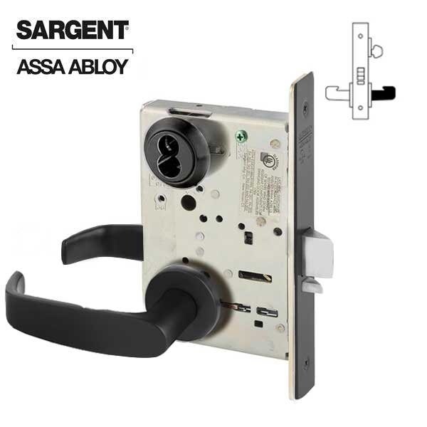 Sargent 8200 Series Mortise Lock Mechanical Storeroom or Closet Lock to accept SFIC Core LN Trim L Rose Blac - SRG-70-8204-LNL-BSP