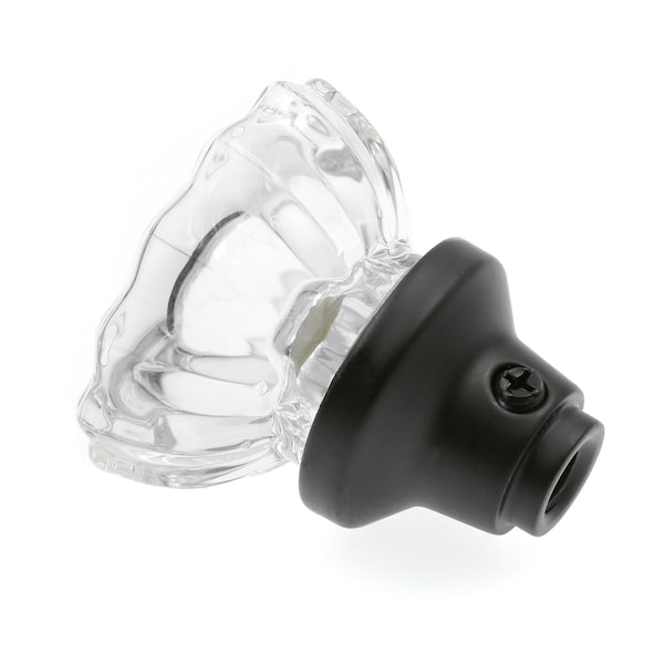Prime-Line Passage Door Latch Set, Glass Knob with Latch Bolt Matte Black Finish, Vintage - E 28328