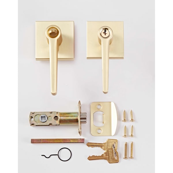 Sure-Loc Hardware Sure-Loc Hardware Basel Square Entry Lever, Satin Brass - BS107-SQ SB