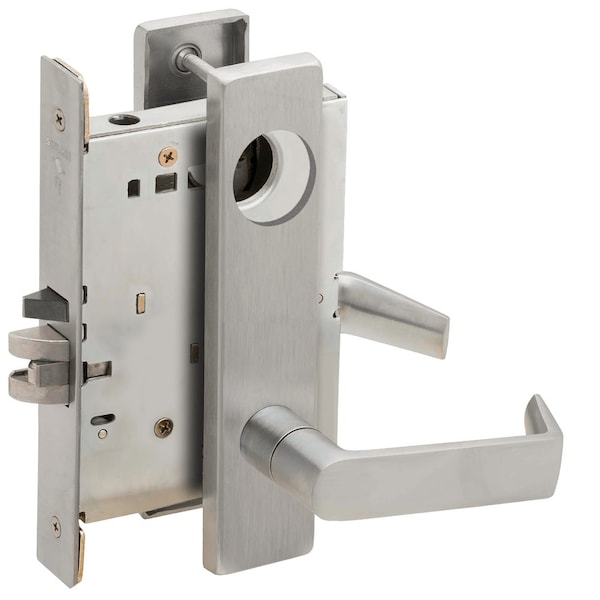 Schlage Grade 1 Entrance Office Mortise Lock, Less Cylinder, 06 Lever, L Escutcheon, ADA Thumbturn, Satin Ch - L9050L 06L 626 L583-363