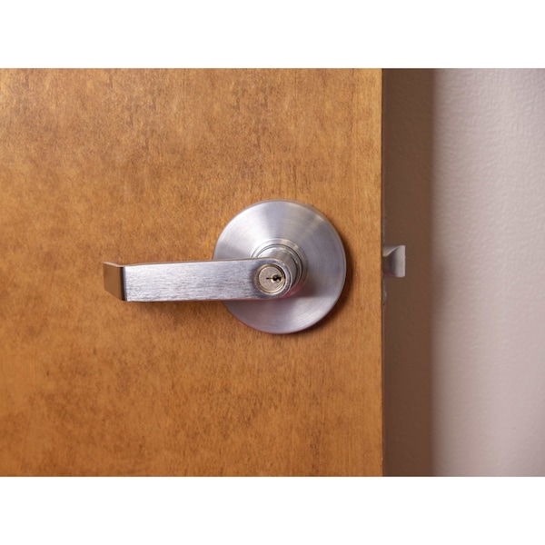 Global Door Controls Eiffel Standard Duty Brushed Chrome Grade 2 Commercial Cylindrical Entry Door Handle with Lock and Clutch Function - GAL-1151L-R-626