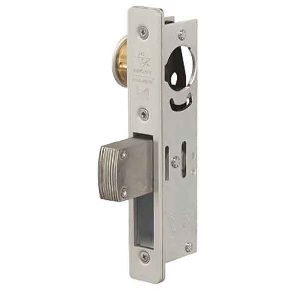 Adams Rite AdamsRite: MS Deadlock, Flat Faceplate, ANSI Size, 1-1/2" Backset, Straight Bolt, Aluminum - ADR-MS1850SN-410-628