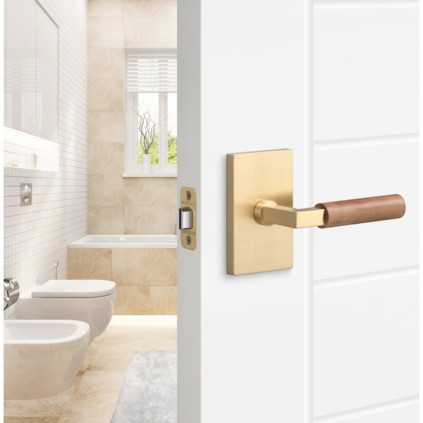 Sure-Loc Hardware Sure-Loc Hardware Levanto Passage Rosette, Satin Brass, Walnut Grip - LV101 SB GRIP-WN