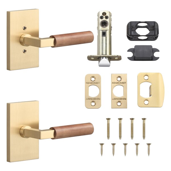Sure-Loc Hardware Sure-Loc Hardware Levanto Passage Rosette, Satin Brass, Walnut Grip - LV101 SB GRIP-WN