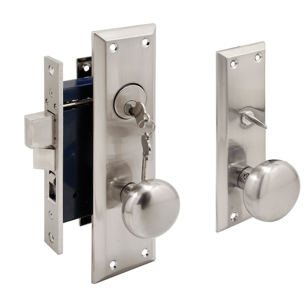 Prime-Line Entry Door Mortise Lockset, 2-1/2 in. Backset, Single Cylinder, Satin Finish Single Pack - SE 27600