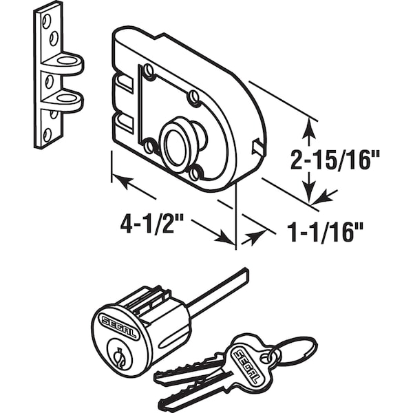 Prime-Line Bronze Deadlock with Single Cylinder and Flat Strike, Brass Single Pack - SE 15326