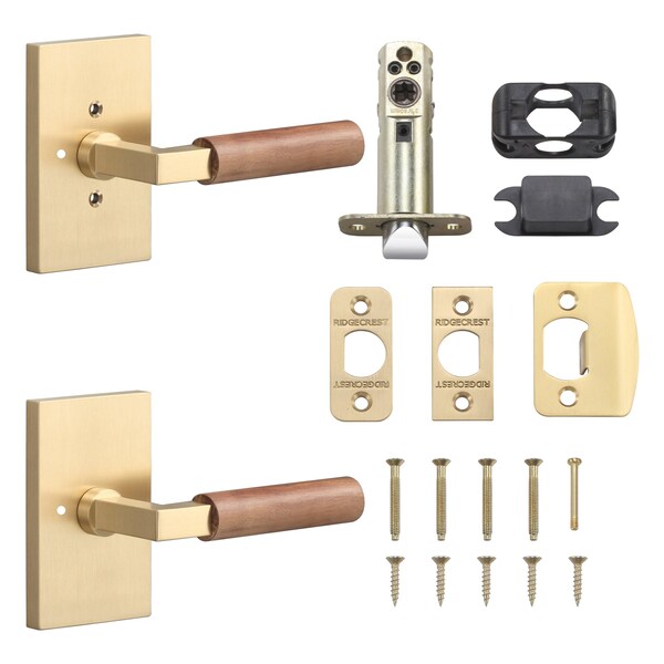 Sure-Loc Hardware Sure-Loc Hardware Levanto Privacy Rosette, Satin Brass, Walnut Grip - LV102 SB GRIP-WN