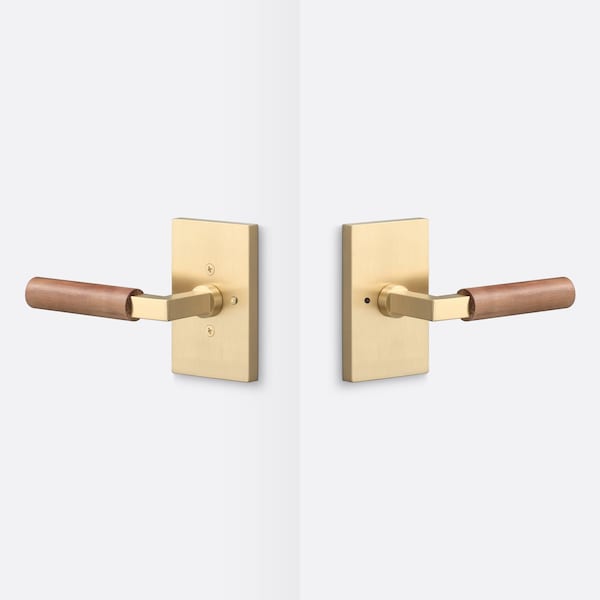 Sure-Loc Hardware Sure-Loc Hardware Levanto Privacy Rosette, Satin Brass, Walnut Grip - LV102 SB GRIP-WN
