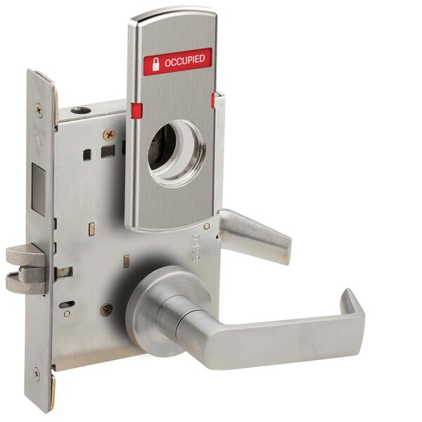 Schlage L Series Mortise Lock, Corridor Lock, 06 Lever, A Rose, Less Full Face Cylinder, VACANT/OCCUPIED Ind - L9456L 06A 630 L283-722