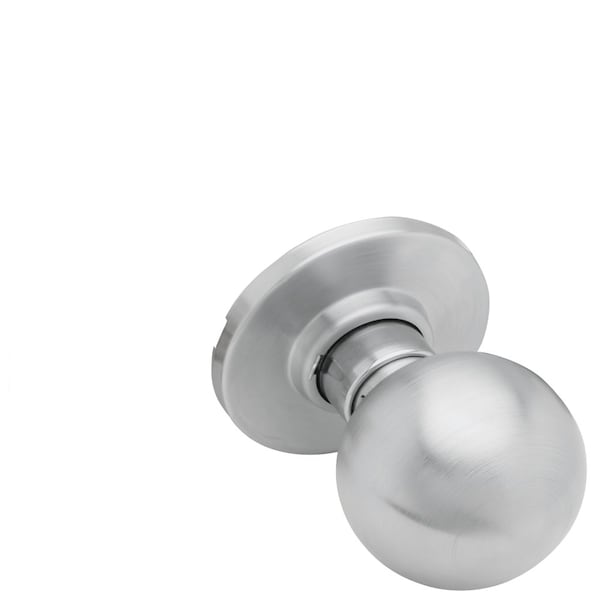 Schlage Grade 2 Backplate Exit Cylindrical Lock, Orbit Knob, Non-Keyed, Satin Chrome Finish, Non-handed - A25D ORB 626