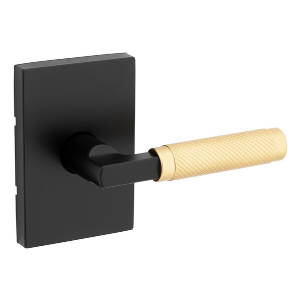 Kwikset Prava Lever with Rectangular Rose Passage Door Lock with Satin Brass Grip with 6AL Latch and RCS - 720PVLRCT-5144