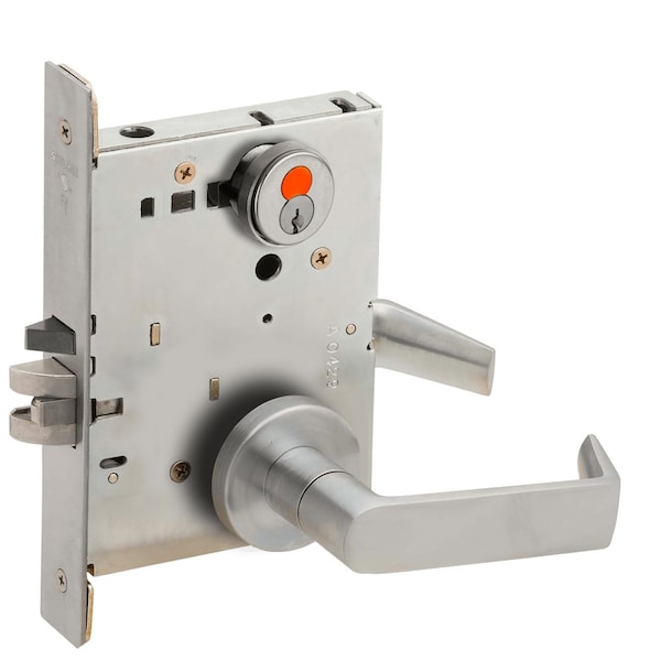 Schlage Grade 1 Storeroom Mortise Lock, Schlage FSIC With Construction Core, 06 Lever, A Rose, Satin Chrome - L9080T 06A 626