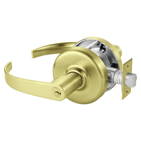 Corbin Russwin Grade 2 Entrance or Office Cylindrical Lock, Princeton Lever, Conventional Cylinder, Satin Brass Fin - CL3851 PZD 606