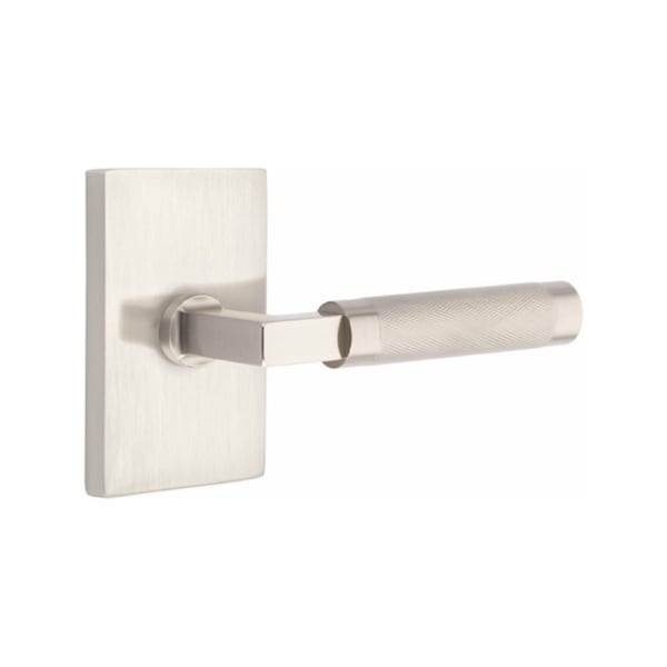 Emtek L-Square Stem Knurled Lever Left Hand 2-3/8 in Backset Privacy for 1-1/4 in to 2 in Door - 5212US15.LSUS15.KNUS15.LH