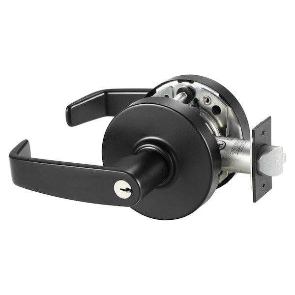 Sargent Grade 1 Storeroom or Closet Cylindrical Lock, L Lever, Conventional Cylinder, Black Suede Powder Coa - 28-10G04 LL BSP