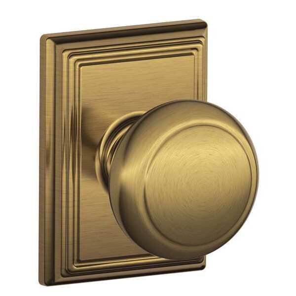 Schlage Antique Brass Passage Knob Lockset, Andover/Addison - F10 AND 609 ADD