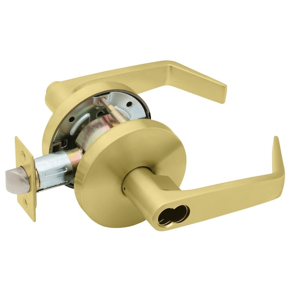 Falcon Grade 2 Entry/Office Cylindrical Lock, SFIC Prep Less Core, Dane Lever, Standard Rose, Satin Brass - W511BD D 606