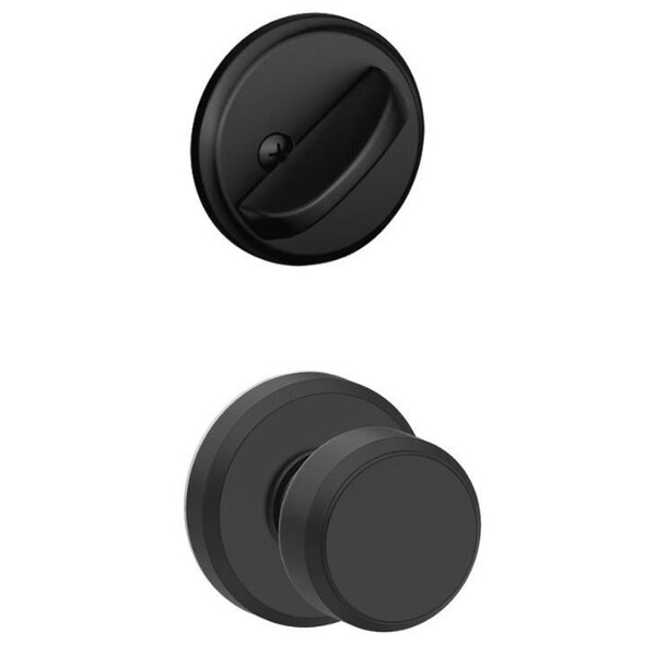 Schlage Residential Bowery Knob with Greyson Rose Interior Active Trim with 12326 Latch and 10269 Strikes Matte - F59BWE622GSN