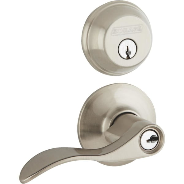 Schlage Schlage Accent Satin Nickel Deadbolt and Entry Door Knob 1-3/4 in. - FB50NVACC619