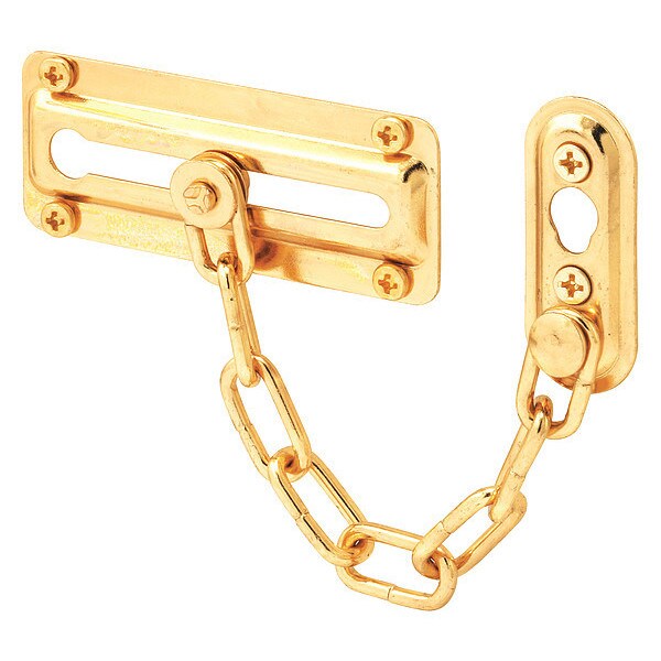 Primeline Tools Chain Door Lock, 3-7/16 in., Stamped Steel Construction, Brass-Plated (2 Pack) - MP4016-2