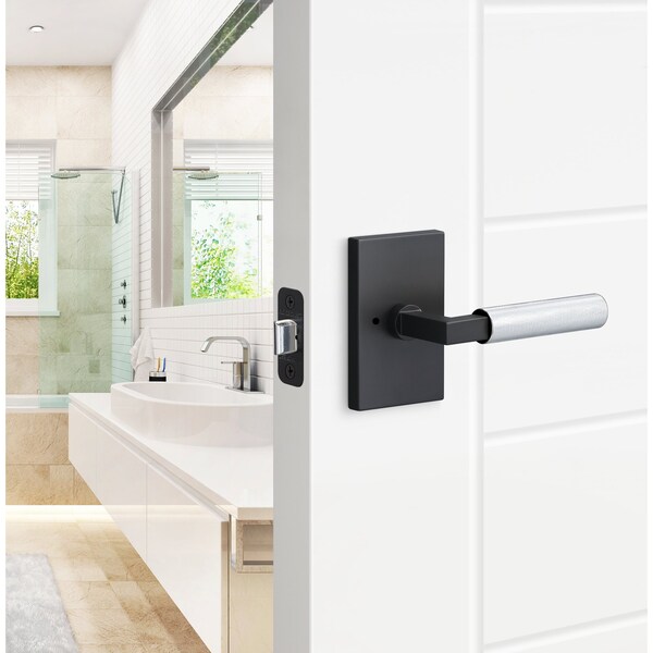 Sure-Loc Hardware Sure-Loc Hardware Levanto Privacy Rosette, Flat Black, Knurled Grip in Polished Chrome - LV102 FBL GRIP-KN 26