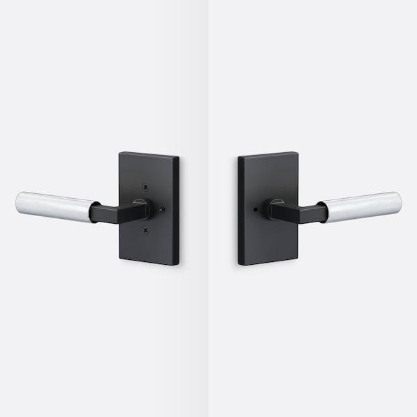 Sure-Loc Hardware Sure-Loc Hardware Levanto Privacy Rosette, Flat Black, Knurled Grip in Polished Chrome - LV102 FBL GRIP-KN 26