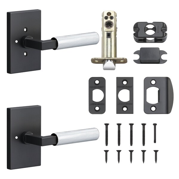 Sure-Loc Hardware Sure-Loc Hardware Levanto Privacy Rosette, Flat Black, Knurled Grip in Polished Chrome - LV102 FBL GRIP-KN 26