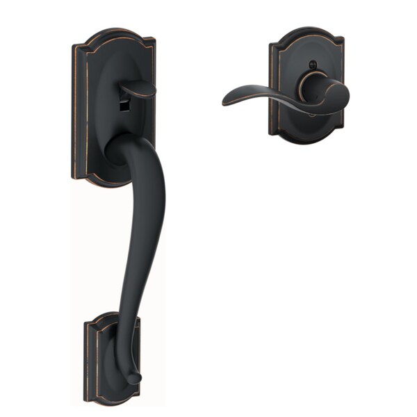 Schlage Schlage Camelot Aged Bronze Handleset Right or Left Handed - FE285GCAM716ACC