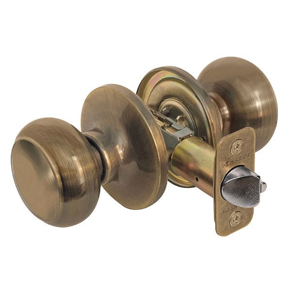Master Lock Knob Lockset, Rusk Style, Antique Brass - RU0405BOX