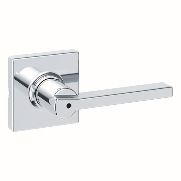 Kwikset Casey Lever with Square Rose Privacy Door Lock with 6AL Latch and RCS Strike Bright Chrome Finish - 300CSLSQT-26