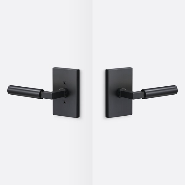 Sure-Loc Hardware Sure-Loc Hardware Levanto Passage Rosette, Flat Black, Smooth Grip in Flat Black - LV101 FBL GRIP-SM FBL