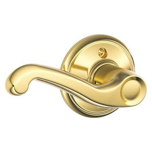 Schlage Bright Brass Dummy Lever Lockset, Flair, Left Hand - F170 FLA 605 LH