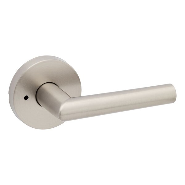Kwikset Milan Lever with Round Rose Privacy Door Lock with 6AL Latch and RCS Strike Satin Nickel Finish - 730MILRDT-15