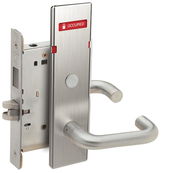 Schlage Grade 1 Privacy with Deadbolt Mortise Lock, 03 Lever, N Escutcheon, Exterior Indicator Displays -inV - L9440 03N 626 L283-722