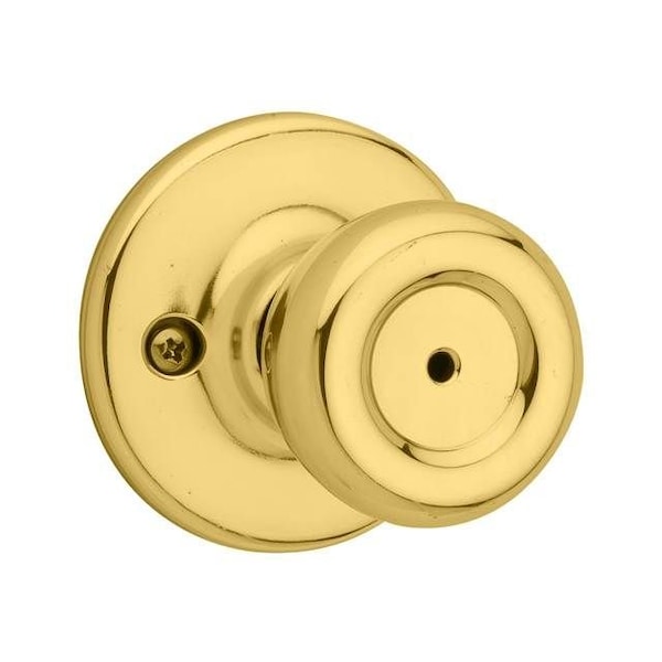 Kwikset Tylo Knob Privacy Door Lock with New Chassis with 6AL Latch and RCS Strike Bright Brass Finish - 300T-3