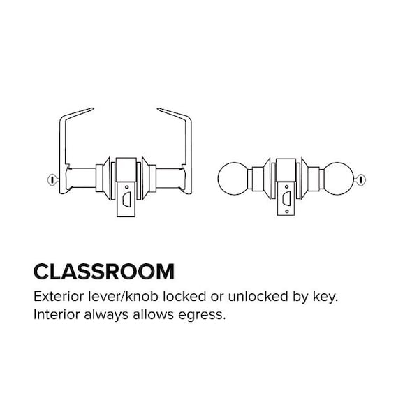 Trans Atlantic Co. SVB Series Stainless Steel Grade 2 Standard Duty Commercial Cylindrical Classroom Door Knob with Lock - DL-SVB70-US32D