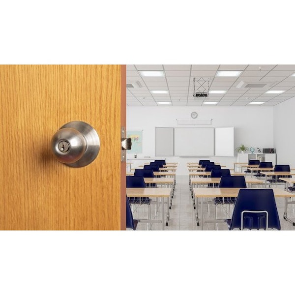 Trans Atlantic Co. SVB Series Stainless Steel Grade 2 Standard Duty Commercial Cylindrical Classroom Door Knob with Lock - DL-SVB70-US32D