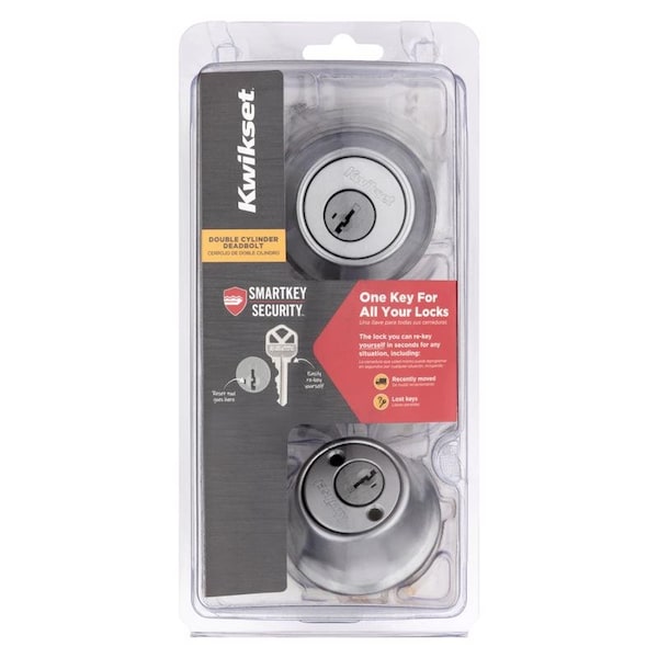 Kwikset Kwikset SmartKey Security Satin Chrome Metal Double Cylinder Deadbolt - 96650-511
