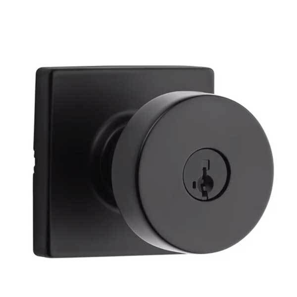 Kwikset Kwikset: Pismo Entry Door Knob with Square Rose / Iron Black  / with SmartKey Technology - KWS-740PSK-SQT-SMT-514