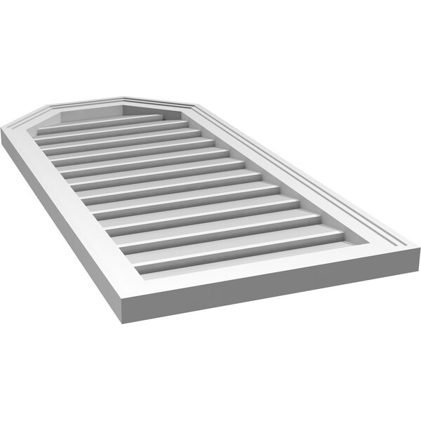 Ekena Millwork Octagonal Top Surface Mount PVC Gable Vent w/ 2"W x 1-1/2"P Brickmould Frame, 18"W x 38"H - GVPOT18X3802SF