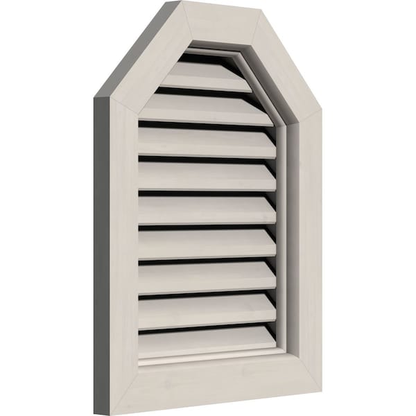 Ekena Millwork Octagonal Top Gable Vent Western Red Cedar Gable Vent w/Brick Mould Face Frame, 24"W x 32"H - GVWOT24X3200SFPWR
